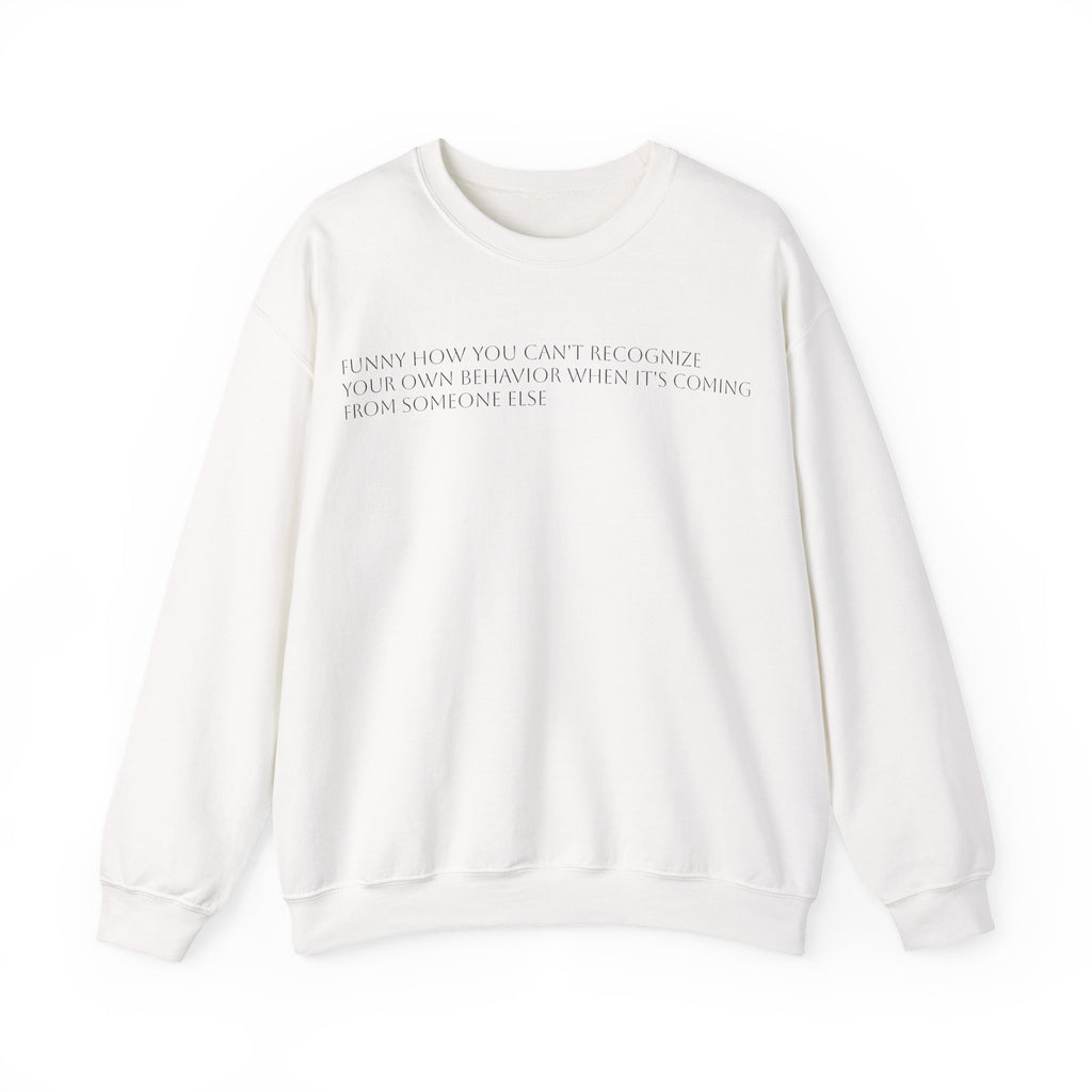 Minimalist Text Crewneck Sweatshirt — Subtle Quote White Sweatshirt
