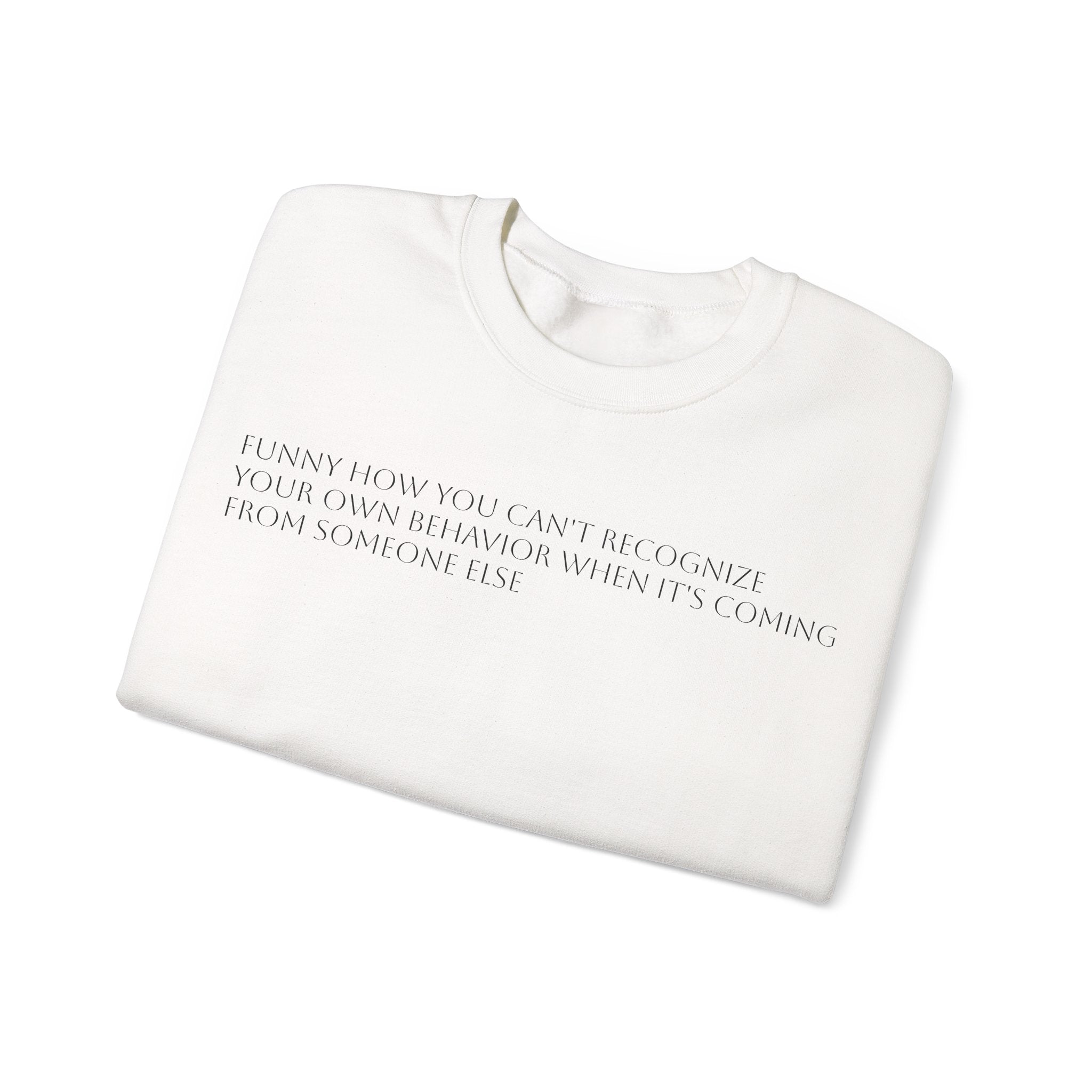 Minimalist Text Crewneck Sweatshirt — Subtle Quote White Sweatshirt
